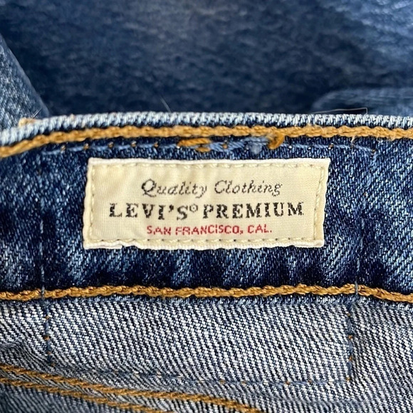 LEVIS 501 Premium High Waisted Button Fly Jeans Blue Medium Wash Distressed 27 - Picture 8 of 13